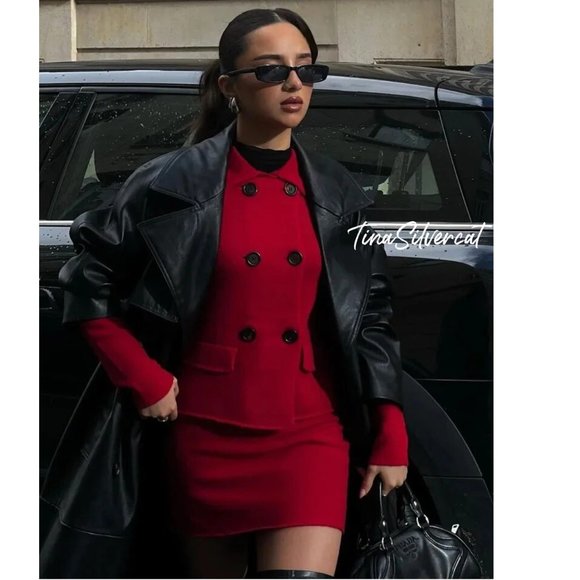 BLOGGER'S FAVE! Zara Red Wool Blazer Jacket NWT - Picture 3 of 15